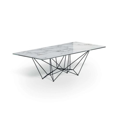 Tavolo fisso Fil8 Ozzio piano in Ceramica e Marble Glass 200x100 cm